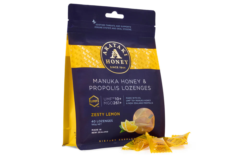 Arataki Manuka Honey & Propolis Lemon Lozenges, 180g