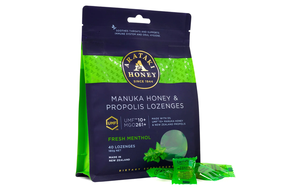 Arataki Manuka Honey & Propolis Menthol Lozenges, 180g