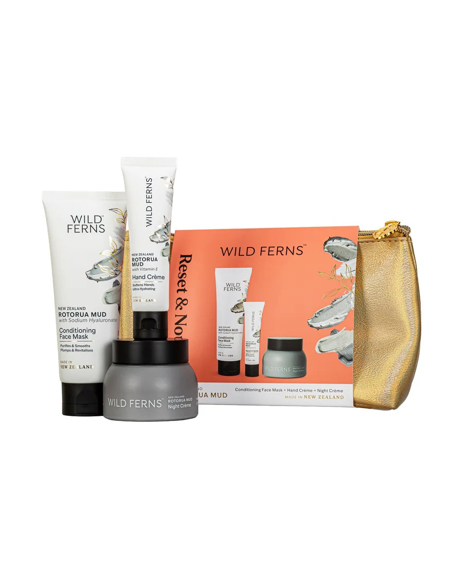 Wild Ferns Rotorua Mud Reset & Nourish Cosmetic Bag Set